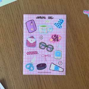 Planche de stickers journal girl